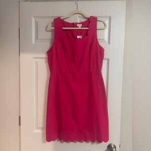 J. Crew Vibrant Pink Scalloped Mini Dress